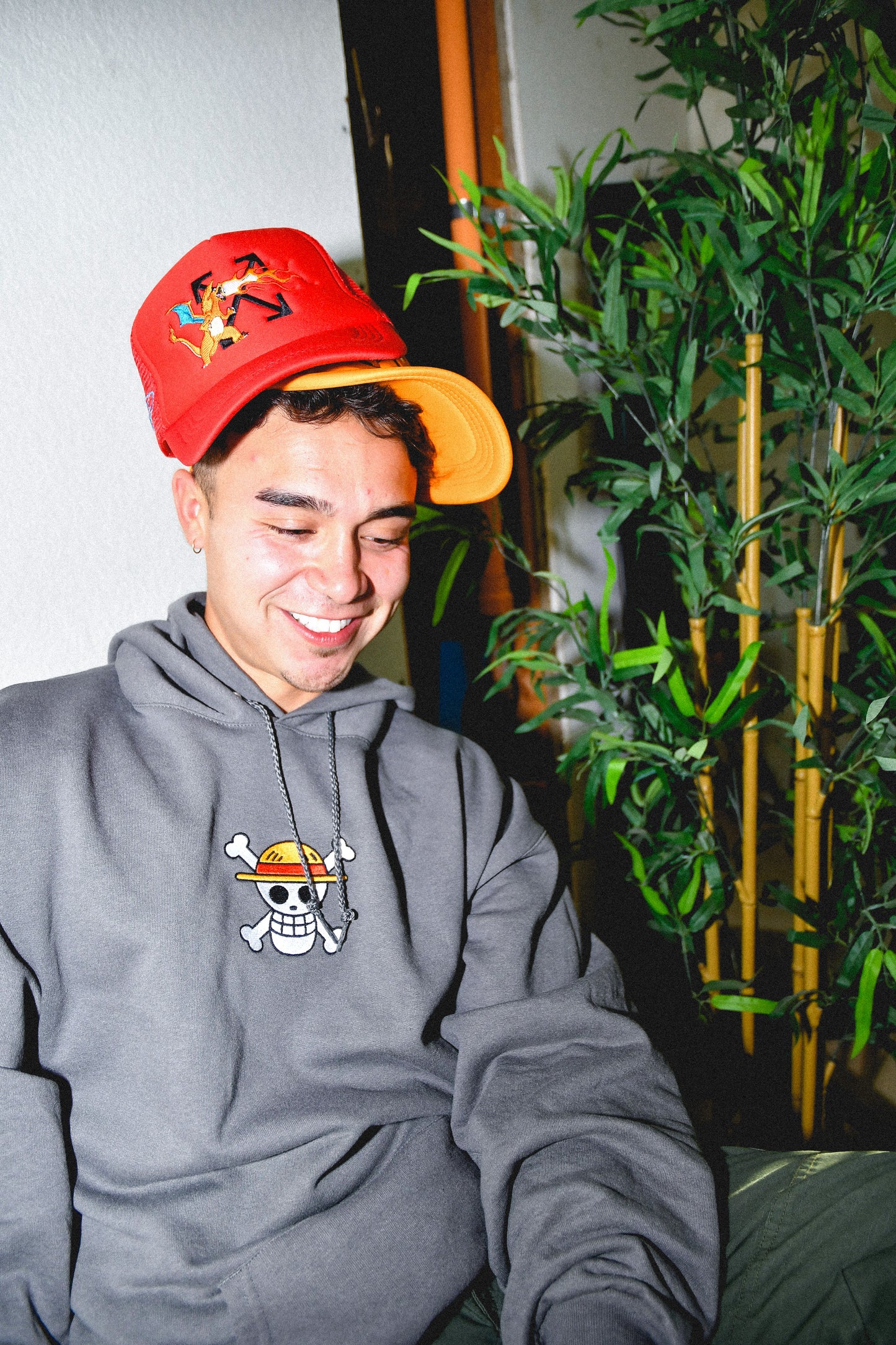 Off white Charizard trucker